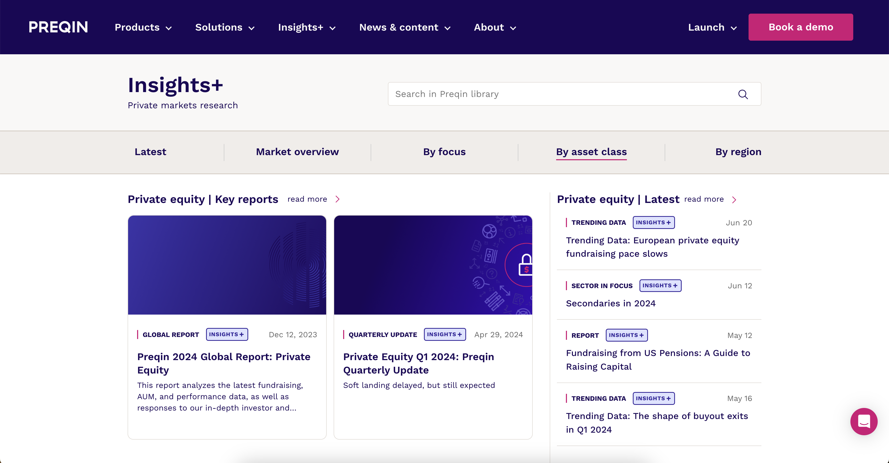 Insights+ Home Page By Asset Class