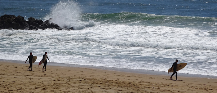 Surfeurs sur une plage dans les Landes