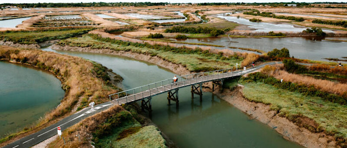 Vue des marais et pistes cyclables de l'Île de Ré