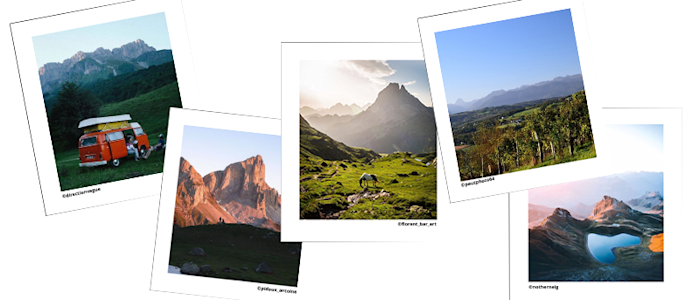 Mosaïque Instagram paysage de montagne en Nouvelle-Aquitaine