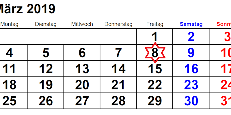 Der 8. März 2019: Hauptsitz Berlin wegen Feiertag geschlossen