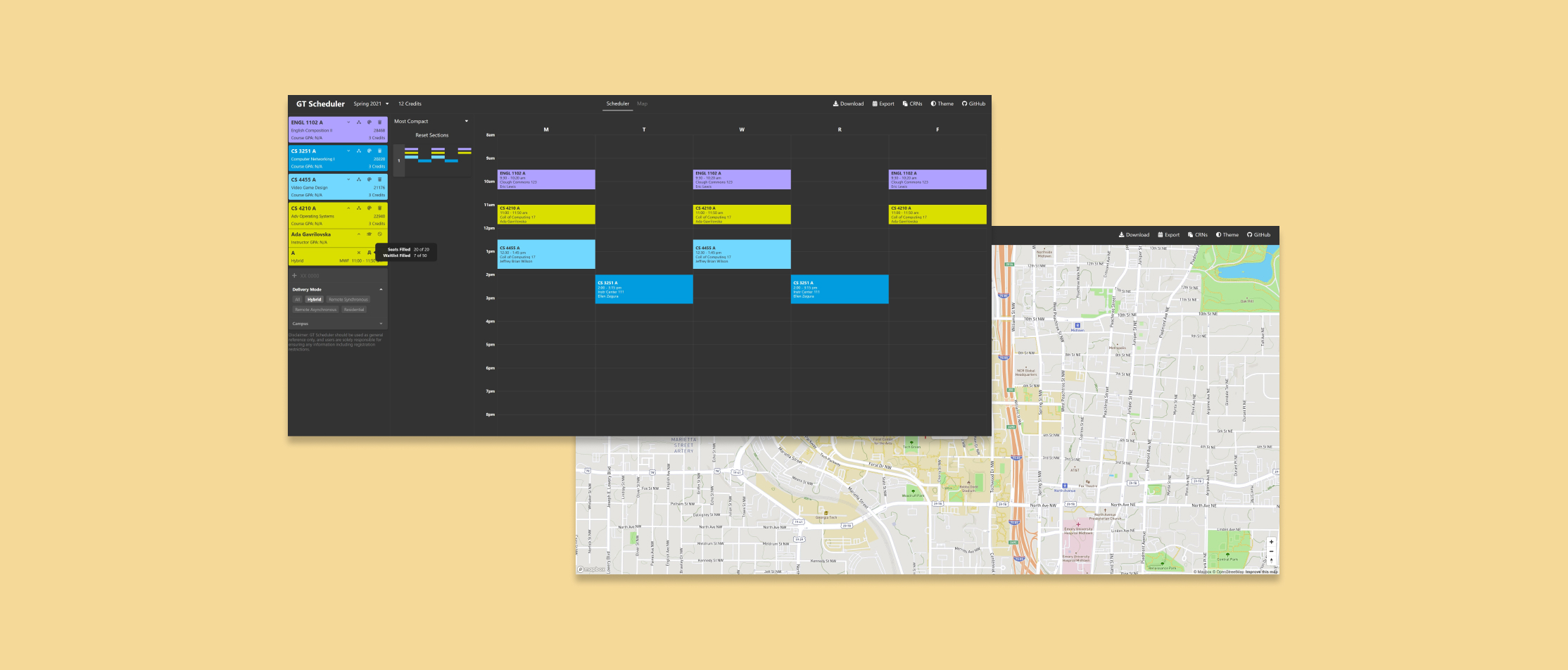 GT Scheduler Fall 2020: About Screenshot