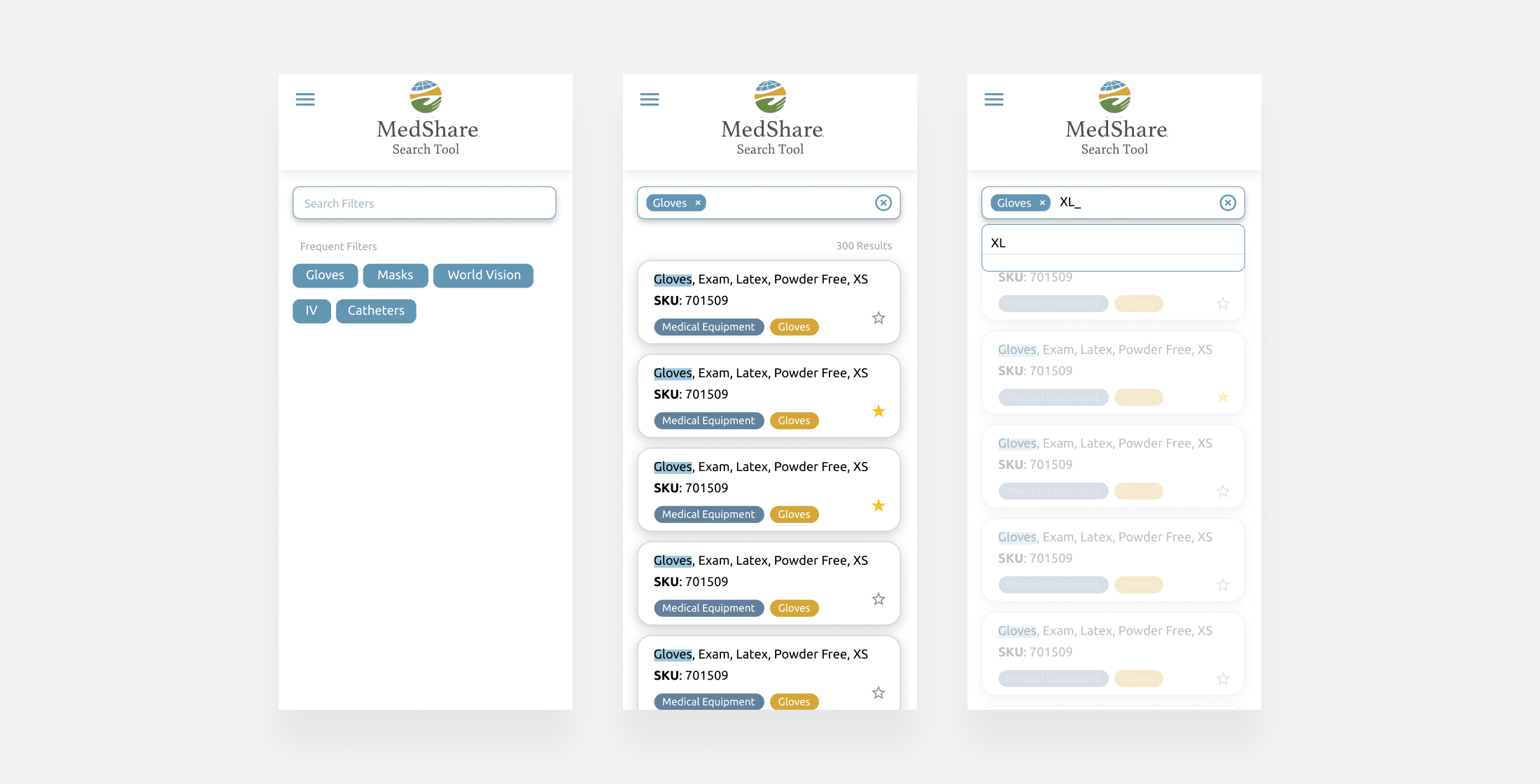 Medshare Product Search Key Feature