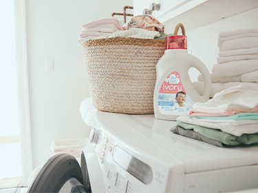 Laundry folded in shelf