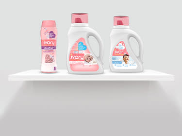 A lineup of Ivory Snow baby laundry detergents
