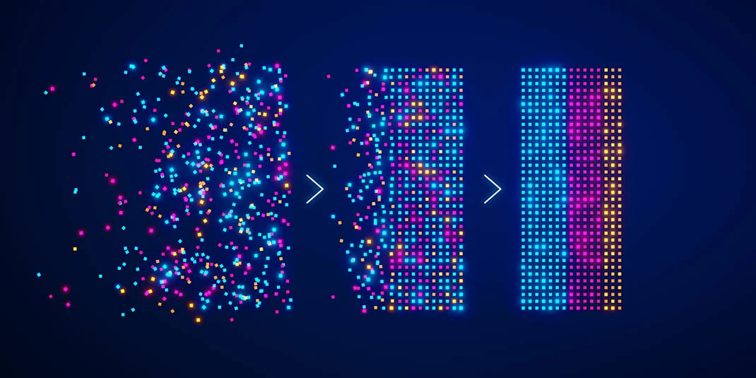 Colorful image that evokes the concept of organized data. (Source: istock.com/NicoElNino)