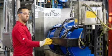 Polyurethane production - Engineering man in facility