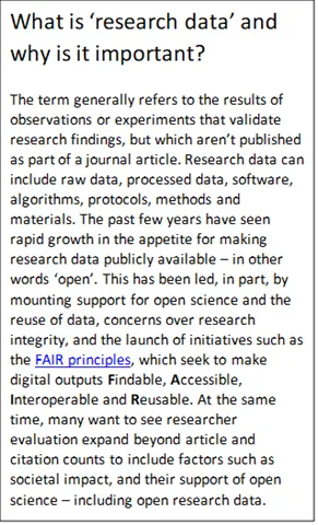 Definition of research data