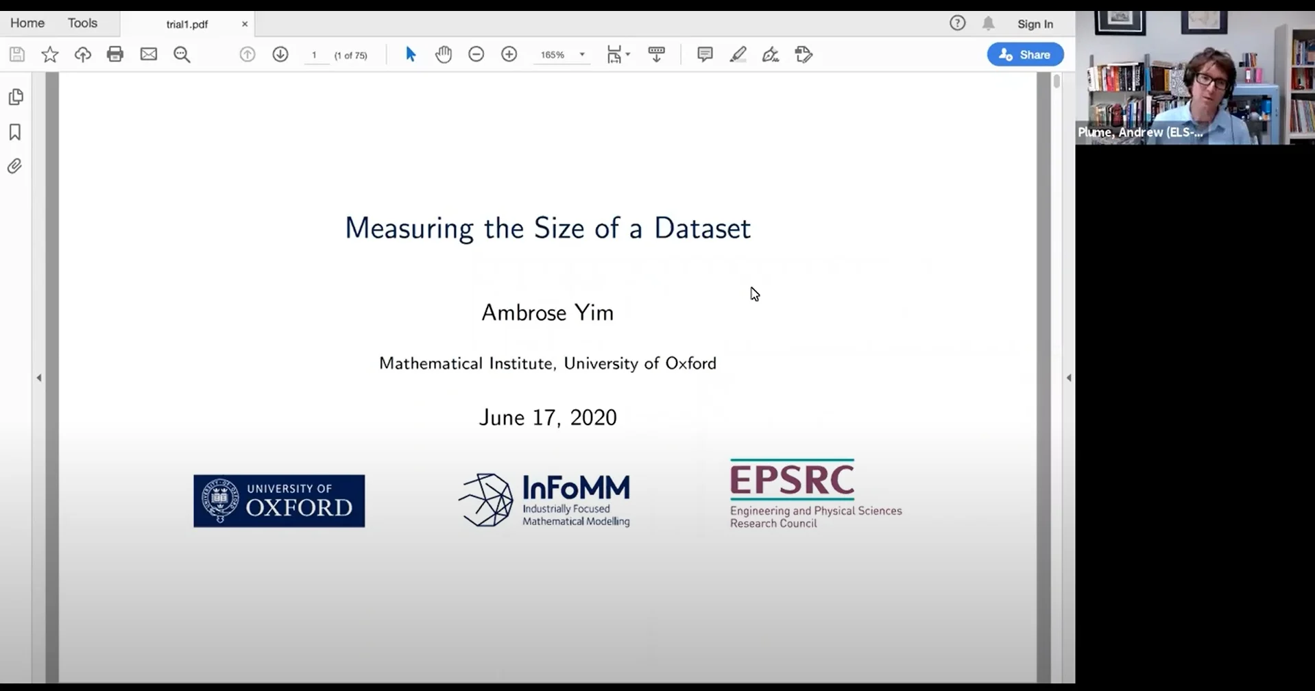 measuring the size of a data set thumbnail