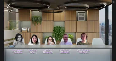 Laura Syzmanski, Senior Project Manager, in a virtual meeting with colleagues from Elsevier Life Sciences Solutions team.