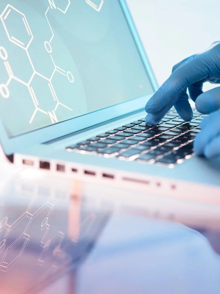 Chemist using a computer