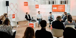 The panel featured (from left) journalist Katharina Heckendorf, moderator; Dr. Felix Biessmann; Dr Harry Muncey; and Tabea Rößner
