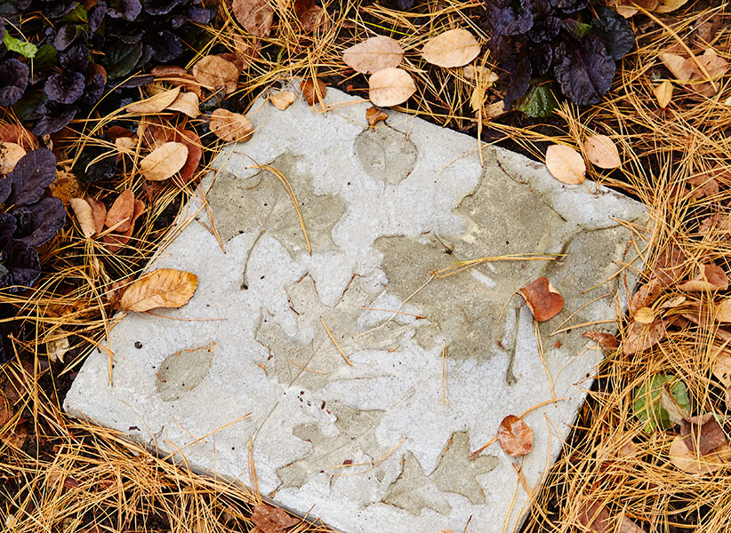 DIY Stepping stone in the garden:This leaf stepper project is a beautiful accent to your patio or path.