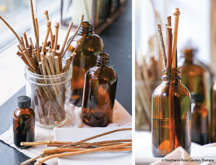 Natural reed diffusers: Natural reed infusers are a great way to use materials in the garden to replace store-bought diffusers.