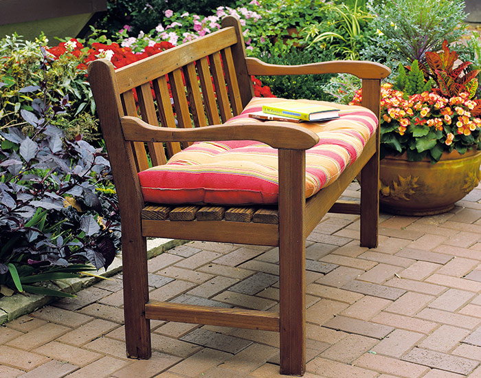 Wooden garden bench: A wooden garden bench is a classic addition to any garden.