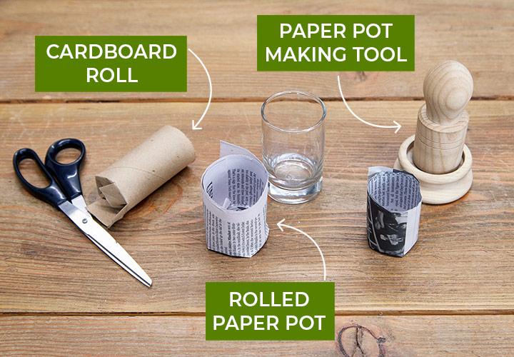DIY paper pots overview:  Recycle empty paper rolls and newspaper by transforming them into easy DIY plant pots.