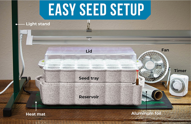 starting-seeds-indoors-convenient-easy-seed-starting-setup: This seed-starting setup is built for convenience.