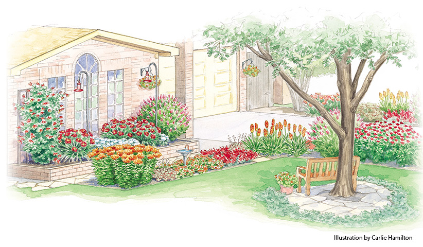 hummingbird-garden-plan-overall: This beautiful garden plan is full of plants that are sure to attract more hummingbirds.