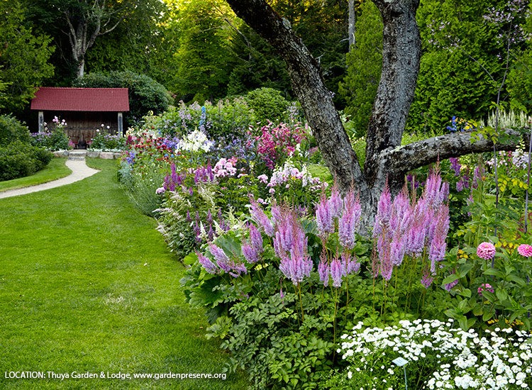 Thuya Garden and Lodge, Maine:  Keep flowers looking good by snipping out spent blooms as soon as they start to fade so new stems keep coming.