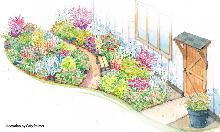 cut flower garden illustration by Gary Palmer: Follow this planting plan to grow a cutting garden that looks nice and has plenty of blooms you can harvest.