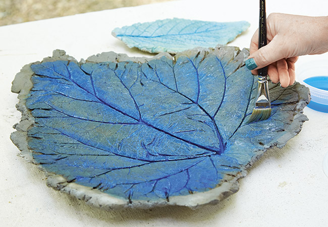 painting-sand-cast-leaf: Acrylic paint is easy to use and cleans up with water.