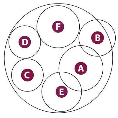 Circle planting diagram for monochromatic hanging basket