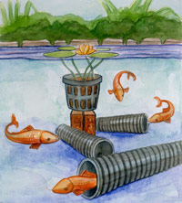wildlife 02: Create escape routes from predators in your pond using sewer piping.