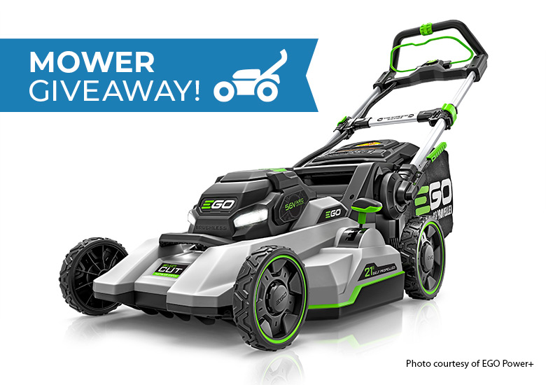 EGO+ Battery Powered Mower Giveaway: EGO Power+ Select Cut battery mowers are self-propelled and even fold up to store.