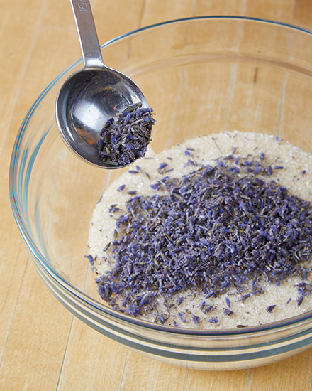 pj-lavender-scrub-addFlowers: Mix together the lavender and sugar.