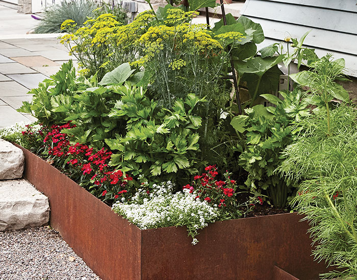 Raised Garden bed made out of CorTen steel: You may need to hire a fabricator to make your weathered steel beds.