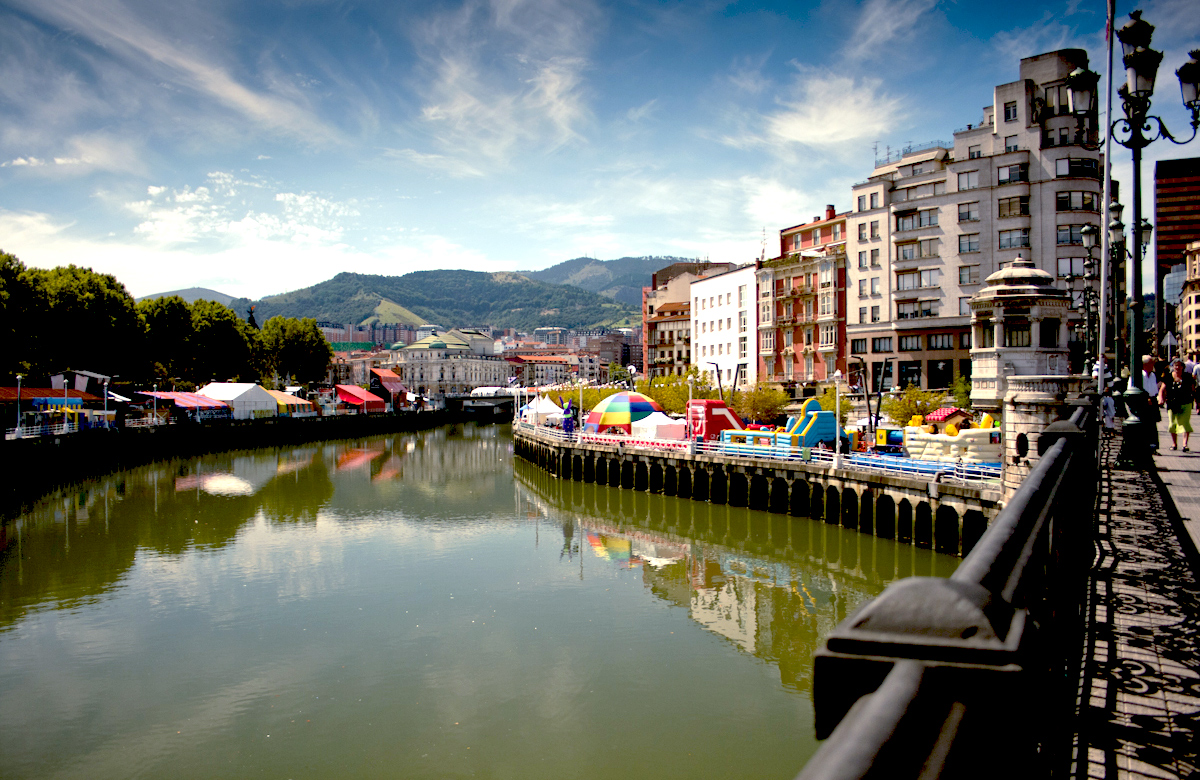 A view down the river in the centre of Bilbao - Pais Vasco