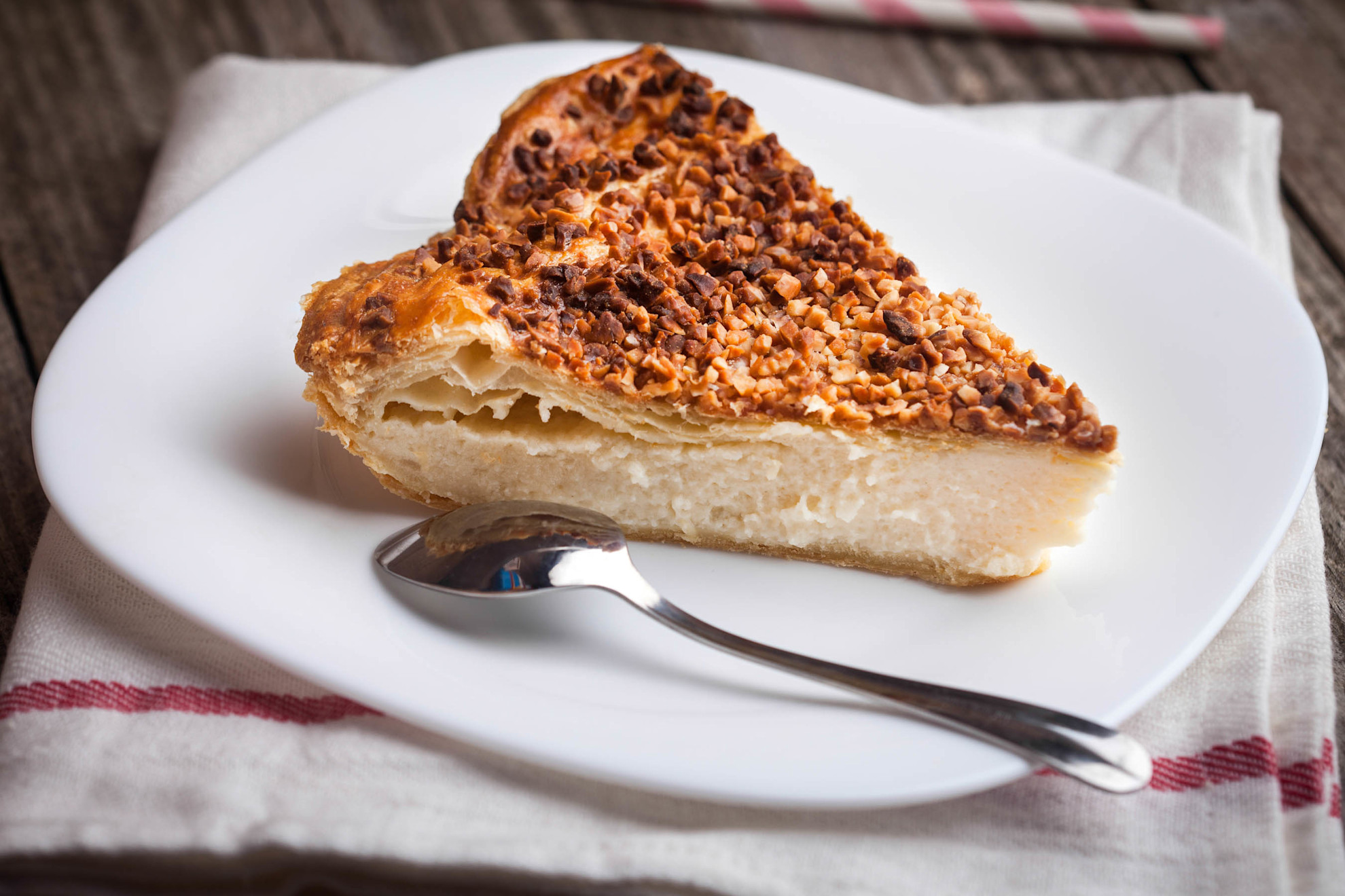 Basque cake with toasted almonds specialty of Basque Country