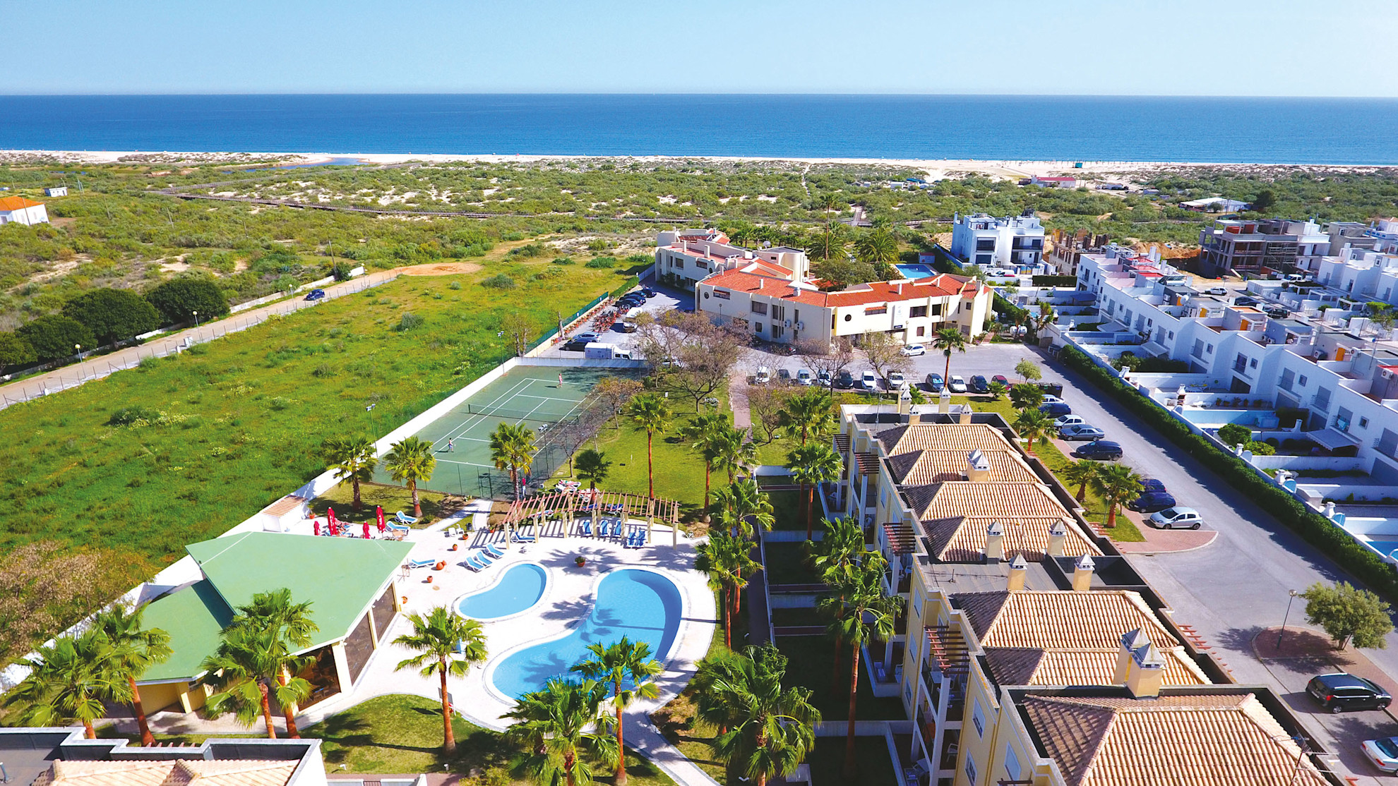 Aerial view of Praia de Lota Resort Apartments, Manta Rota
