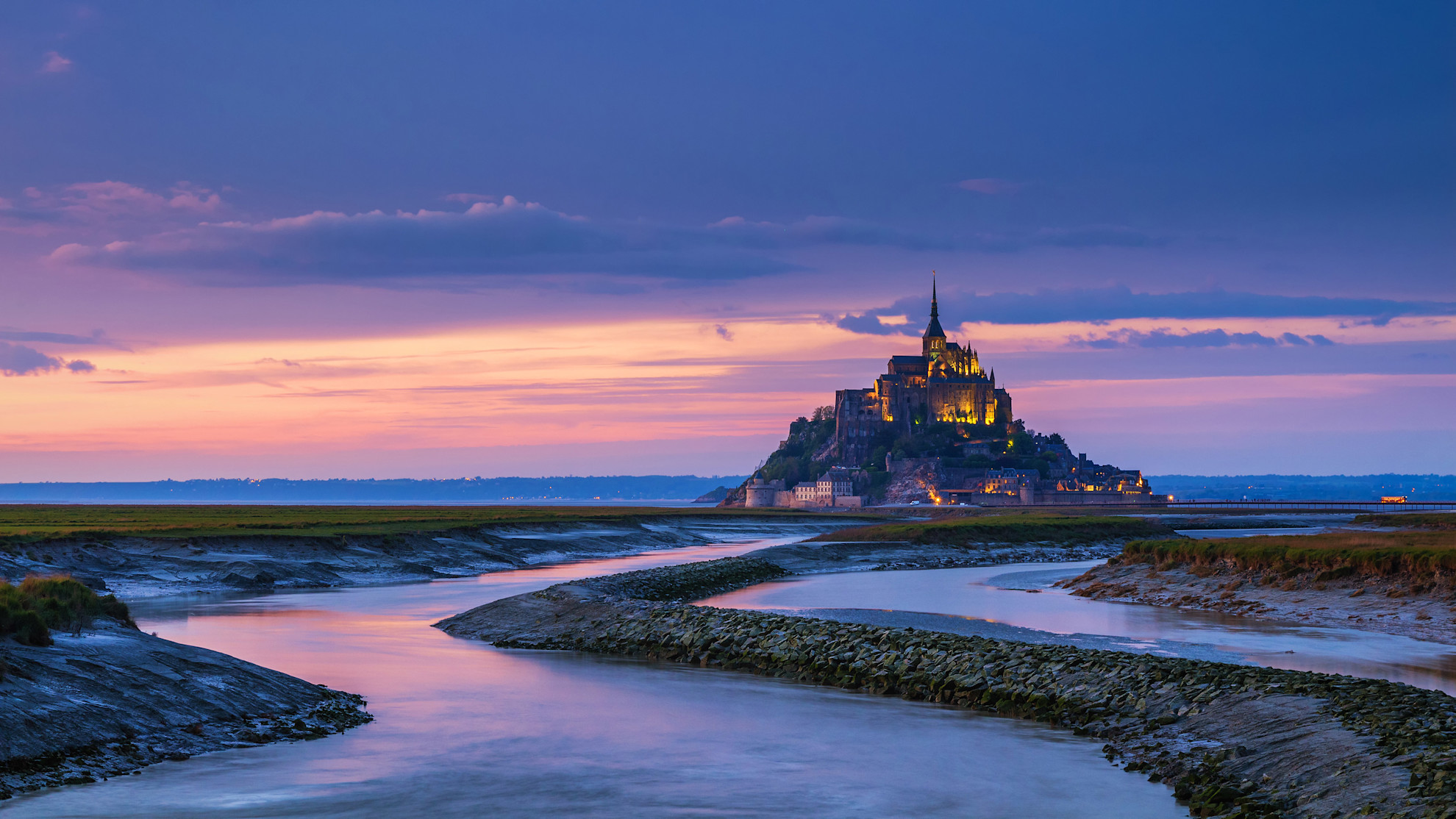 The magnificent Mont St Michel at sunset