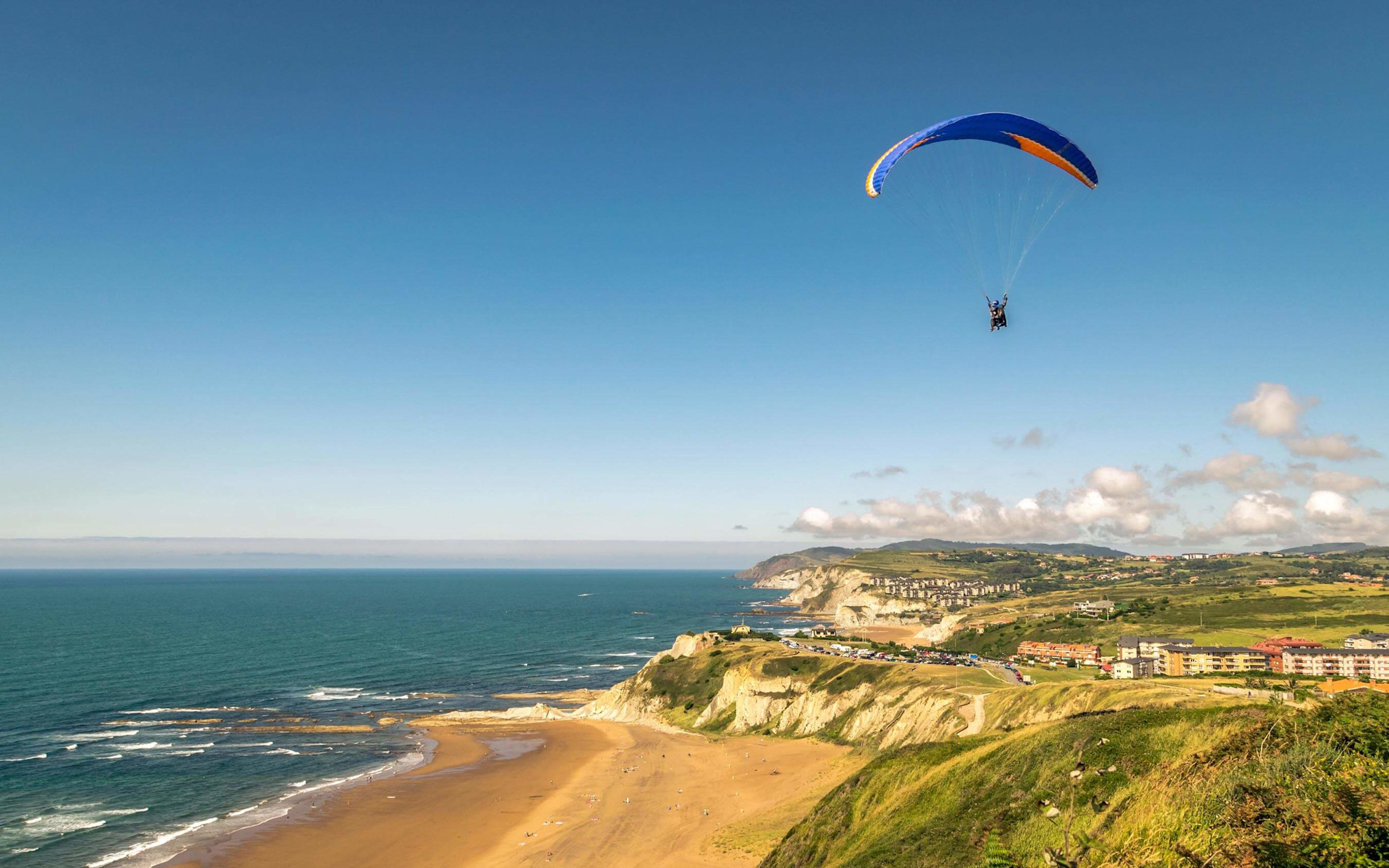Paragliding on the coast near Bilbao