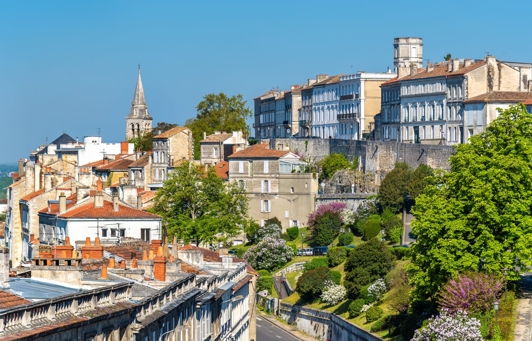 A view of Angouleme, its cathedrale and gardens