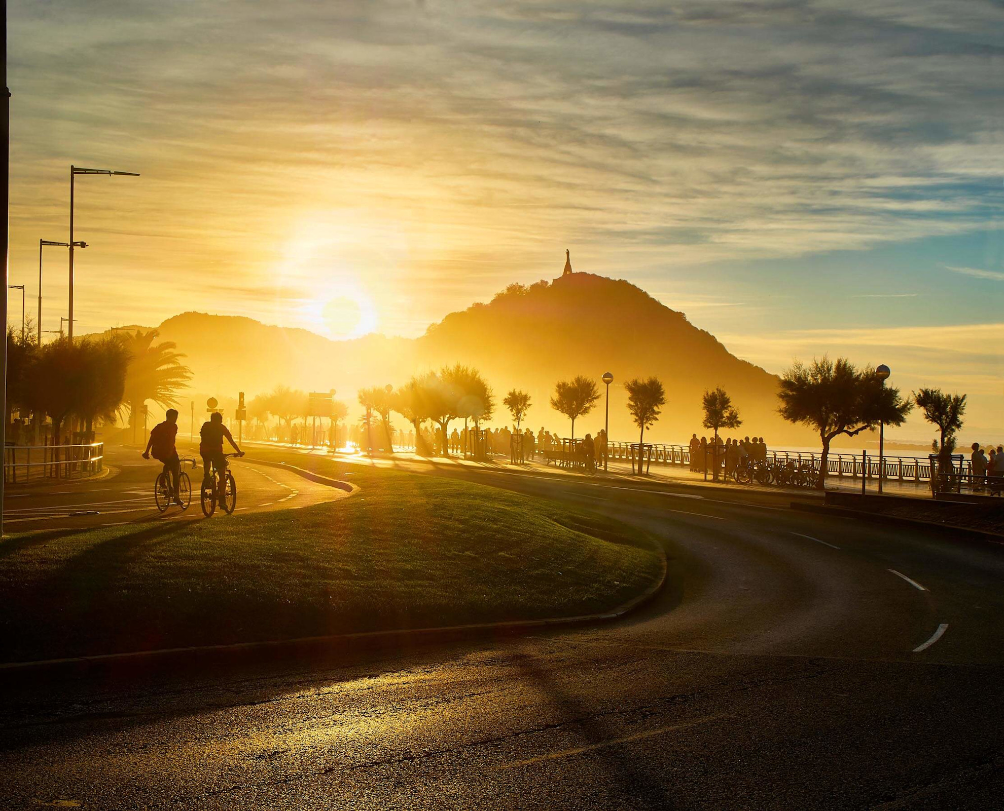 Biking along the beachfront in San Sebastián