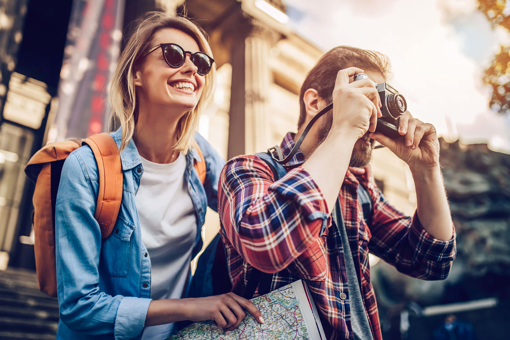 A young couple of tourists