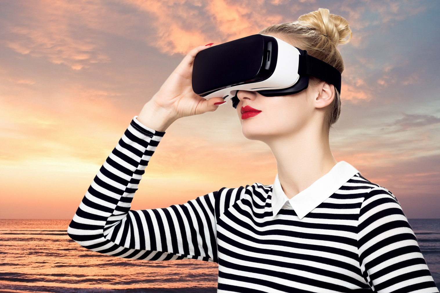 High tech - girl with a VR headset