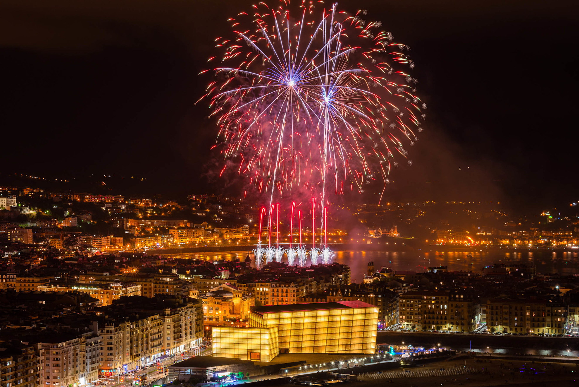 Fireworks during the festival of Semana Grande in Donostia
