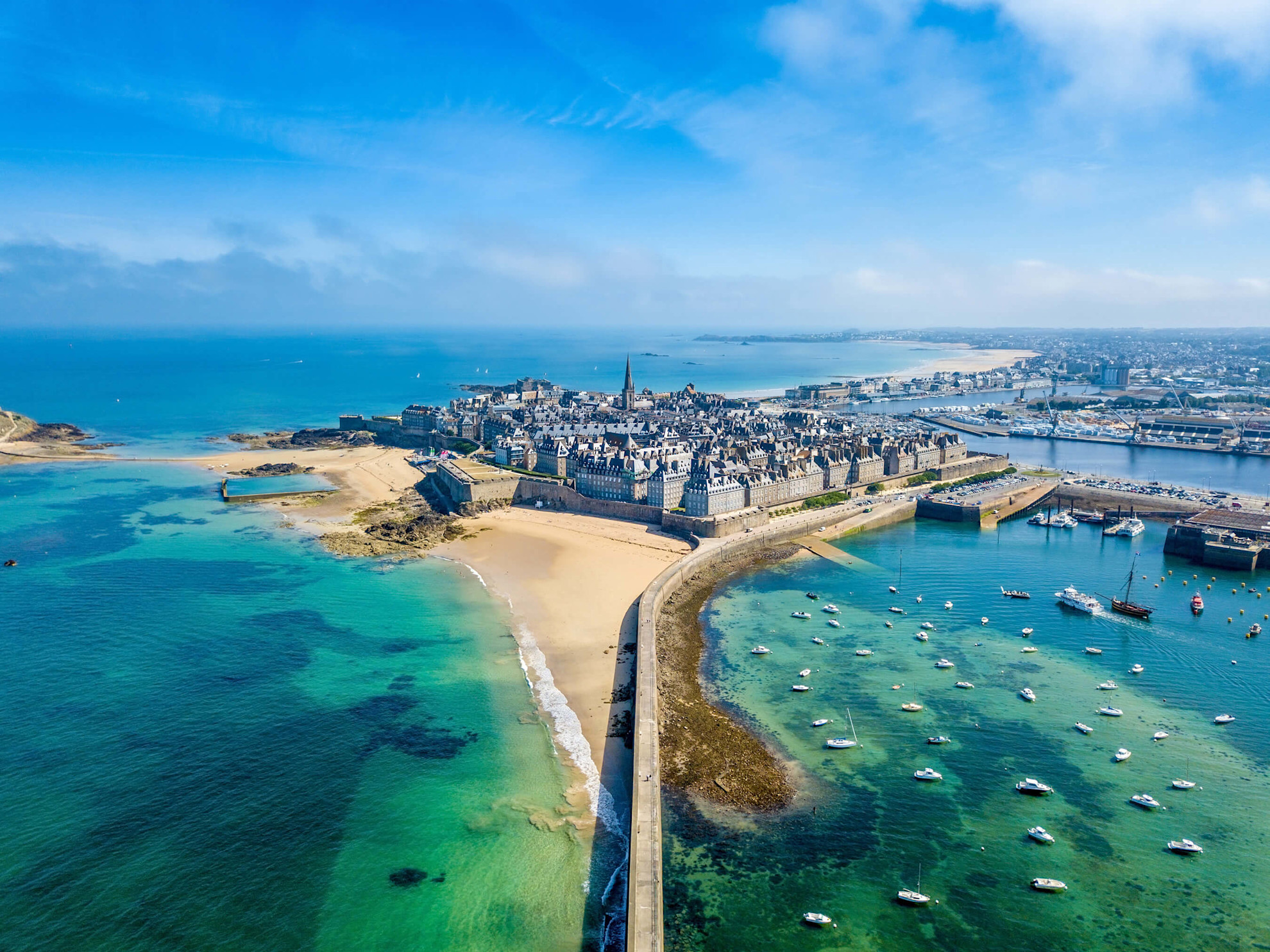 Aerial view of St Malo, France