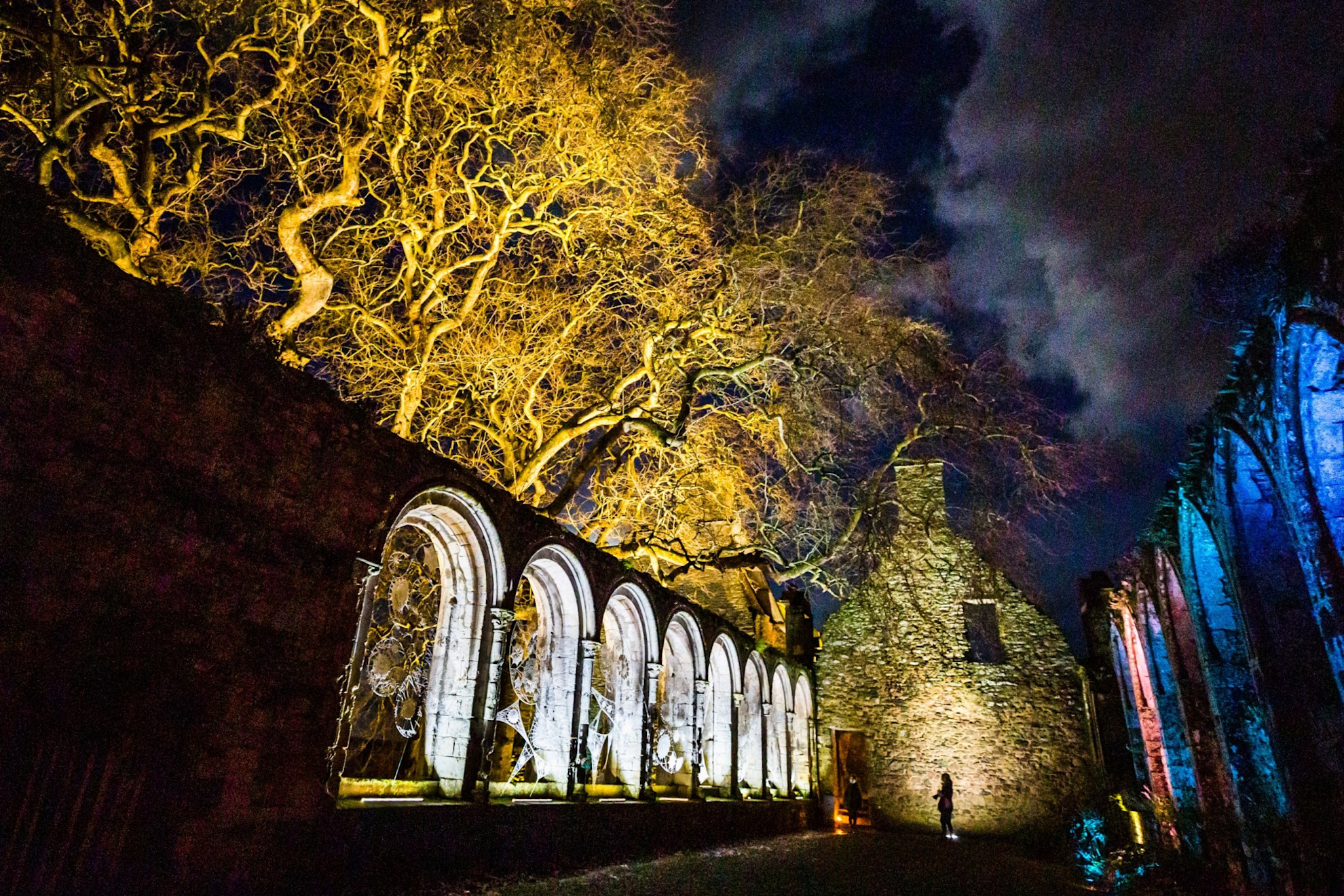 Beauport Abbey, Brittany, at night