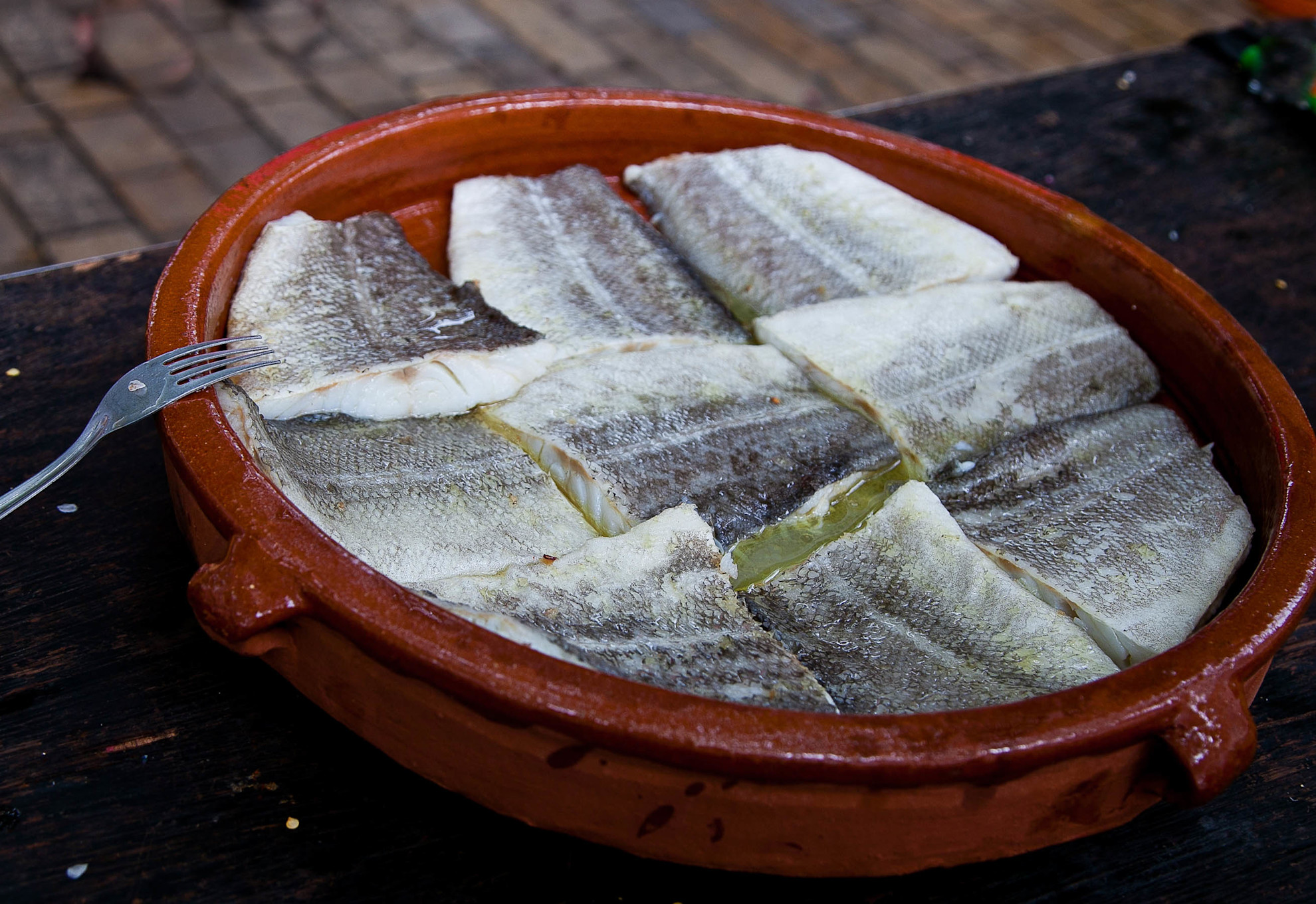 Preparation of Basque-style cod, a seafood dish