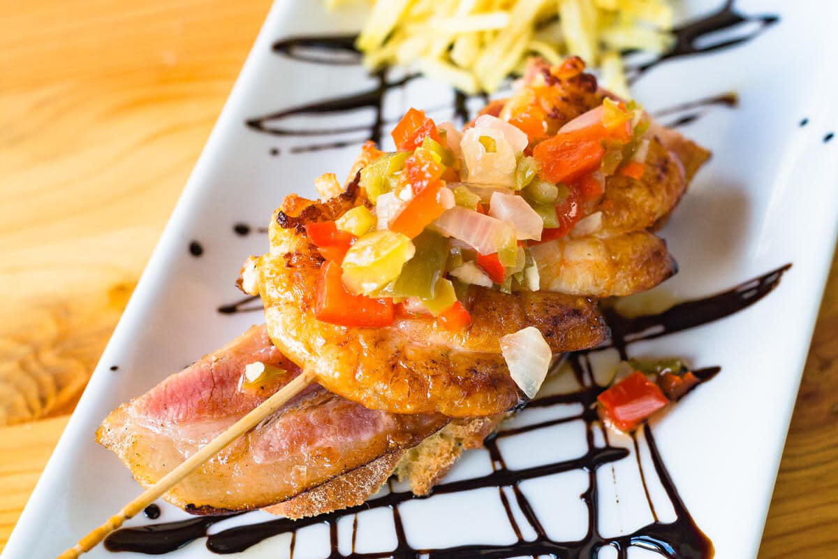 Pintxos are often small pieces of bread loaded up with tasty things
