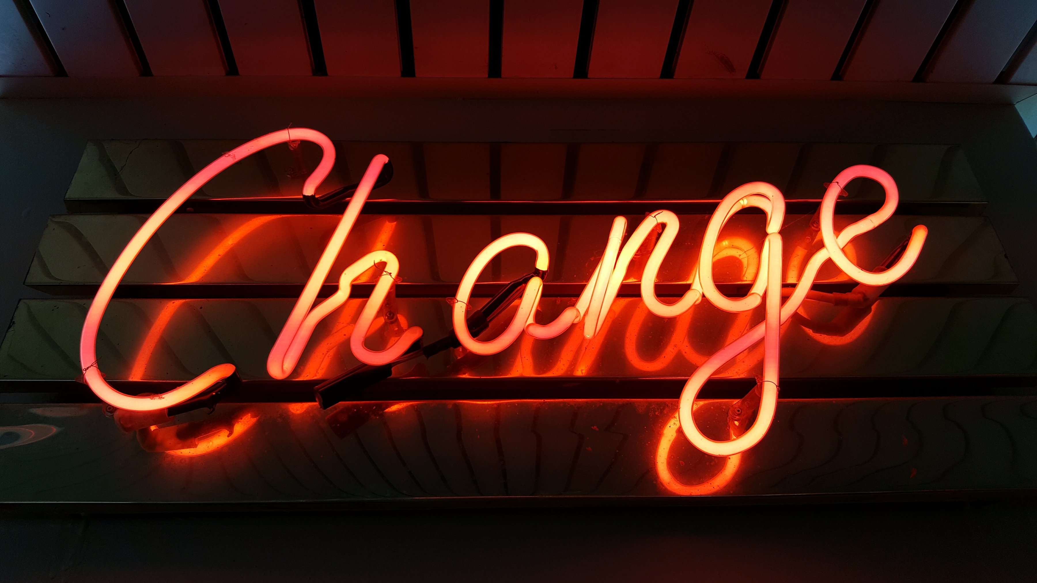 Neon sign that says "Change"