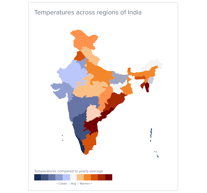 Example map using the default diverging color scale.