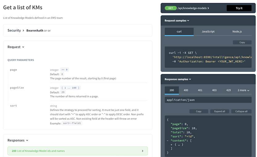 celonis intelligence api used to get a list of knowledge models