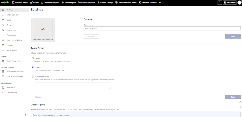 Old placement of the Navigation Bar in the EMS