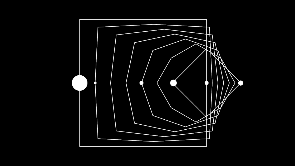 An abstract form with white lines
