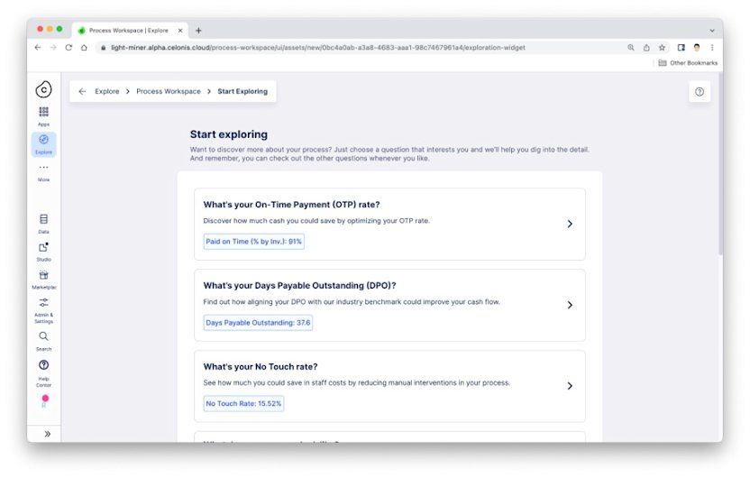 Business Miner user interface